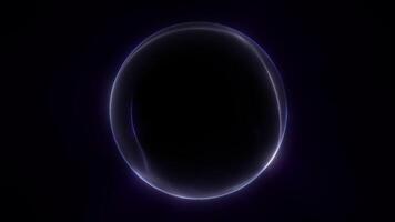 Dark purple glowing liquid sphere smoothly pulsating with fluid light waves on black background. Abstract energy orb loop animation in 4K resolution. video