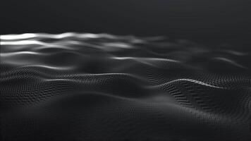 monocromo blanco y negro brillante olas Moviente suavemente con digital profundidad. resumen futurista 4k lazo animación antecedentes. video