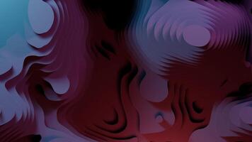Abstract 3D terrain landscape with smooth gradient surfaces in blue and red tones. Futuristic motion loop of layered waves forming digital hills and valleys in continuous flowing animation. video