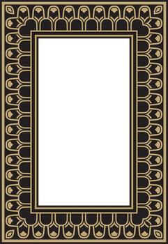 square Assyrian gold and black ornament. Rectangle, border, frame of Mesopatamia. Pattern ancient East vector