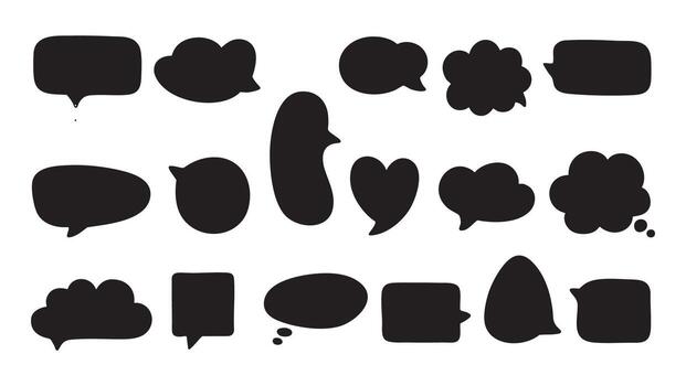 habla burbujas colocar, mensaje nubes, charla cajas, comunicación formas conjunto vector