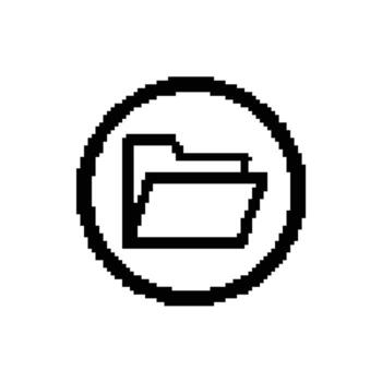 Pixelated Folder Icon in Circle for File Management Design vector