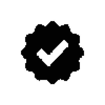 Pixelated Verified Badge Icon for Digital Content Authentication vector