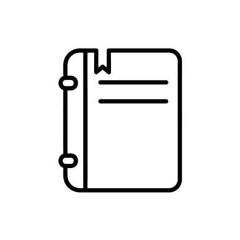 Notebook Line Icon Illustration Diary with Bookmark and Blank Sheet vector
