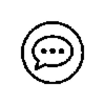 Pixelated Speech Bubble with Dots in Circle for Chat Icon vector