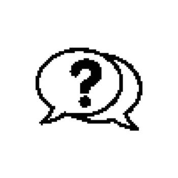 Pixelated Question Mark Speech Bubble Icon for Digital Communication vector