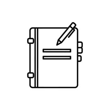 Notebook and Pen Line Icon for Note Taking and Organization Design vector