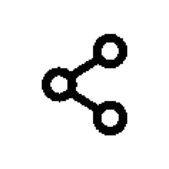 Pixelated Share Icon Connection Symbol Silhouette in 8 Bit Style vector