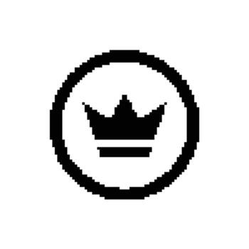 Pixel Crown Circle Icon for Game UI or App Design vector