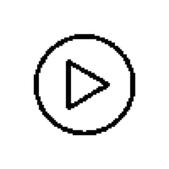 Pixelated Play Icon Media Symbol Triangle in 8 Bit Style Design vector