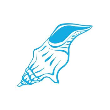 Outline illustration of a seashell. Hand drawn doodle style seashell illustration. Linear icon of a seashell in blue color. Isolated on white background. vector