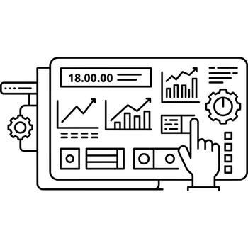 Interactive Data Visualization Dashboard with Charts and Graphs vector