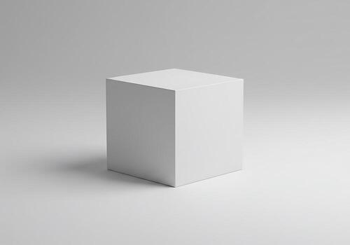 3d rendering of a white cube on a plain surface photo