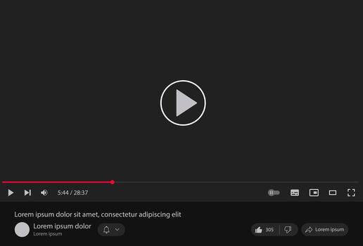 player template interface. blank mockup for a player web UI design. Stock suitable for showcasing multimedia player templates on websites. vector