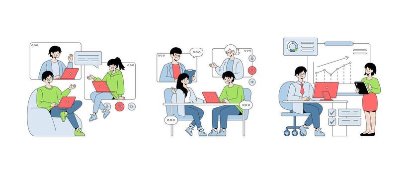 colaborativo oficina Tareas ilustración vector