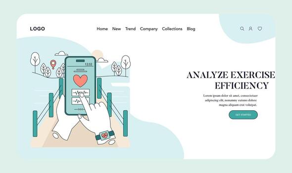 Hands using fitness app on smartphone vector