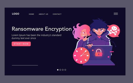 Secuestro de datos cifrado concepto ilustración vector