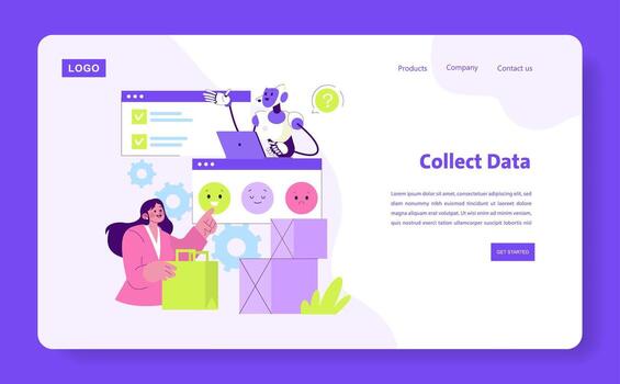 robot ayudando datos colección proceso ilustración vector