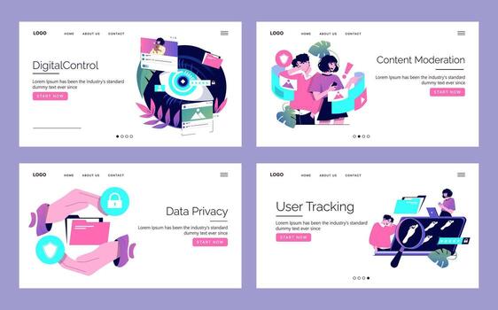 ilustraciones en digital controlar y datos intimidad vector