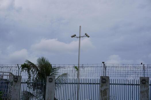 Two cameras were installed on the pole to observe the area in order to ensure the safety of residents. photo