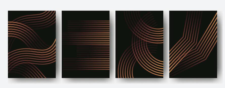 Sophisticated collection of geometric pattern art on dark background for modern design vector