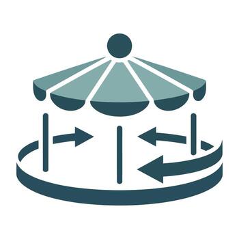 Stylized icon of a rotating carousel or merry go round vector