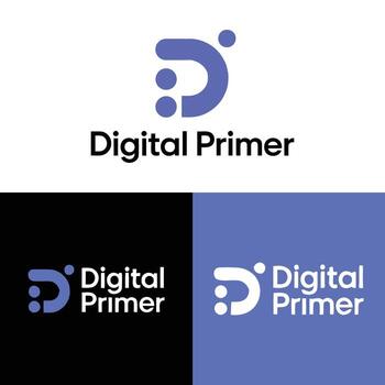 Modern digital primer logo with abstract d and text vector