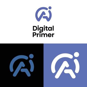 Digital primer logo design with abstract icon and text vector