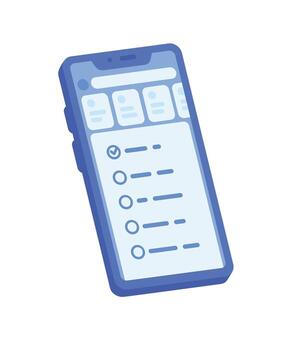 Illustration of a phone or smartphone, side view. The application or personal account is displayed on the screen. vector