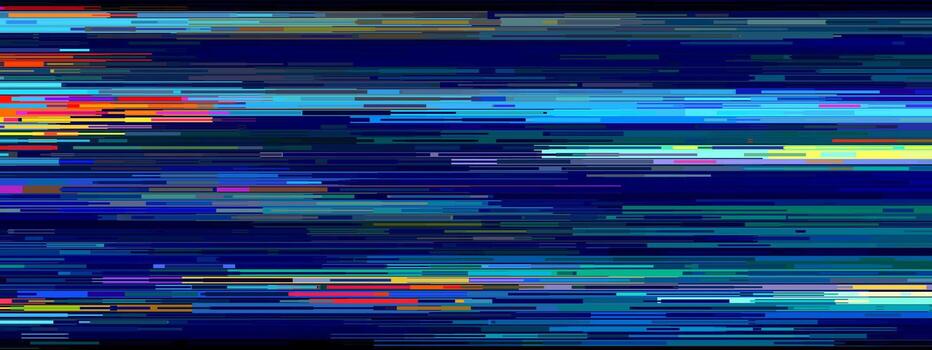 Glitch game effect background with pixel cyberpunk patterns and digital static noise. Abstract blue and purple screen distortions for gamer designs or tech banners. Retro VHS overlay futuristic. vector