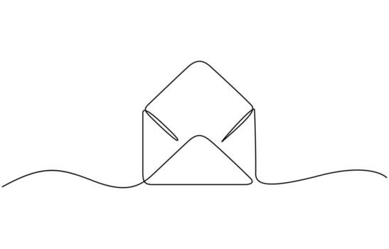 Continuous one line drawing of Paper envelope illustration. Editable outline vector