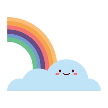 arco iris nube plano conjunto vector