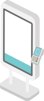 isométrico self-service quiosque com Forma de pagamento terminal png