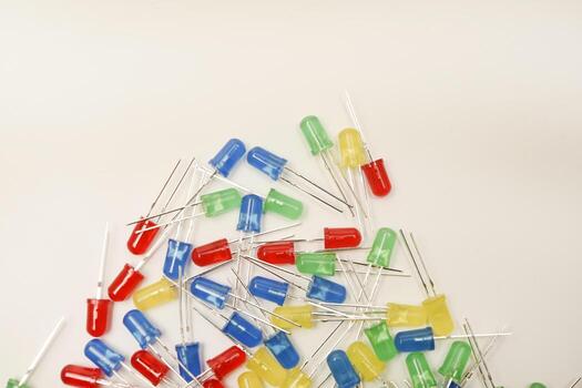 A grouping of bags with multicolored LEDs for electronics. photo