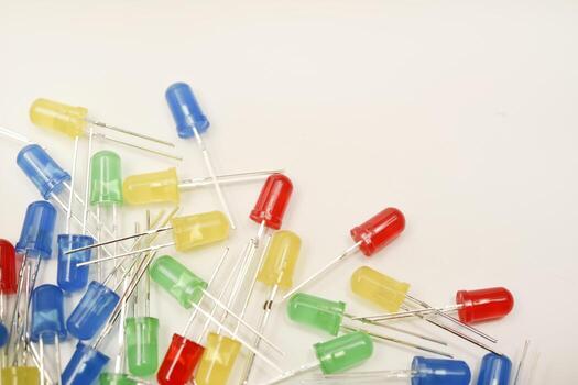 Multicolored LEDs, electronic elements, stored in bags. photo