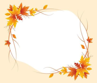 Autumn Leaves Frame Background Hand Drawn Frame Autumn Background, Maple Leaf Autumn Background vector