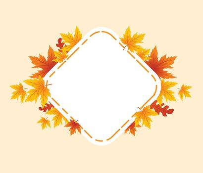Autumn Leaves Frame Background, Hand Drawn Frame Autumn Background, Autumn Background vector
