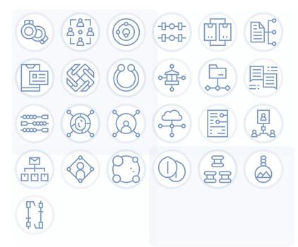 Linked Visual Pack containing 25 Regular Line Editable Icons vector