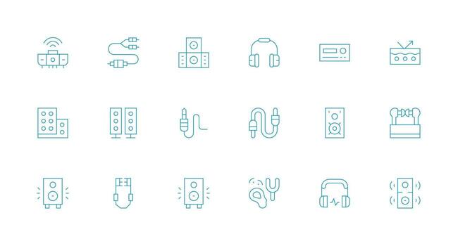 Stereo Set with 18 Minimal Line Icons Optimized Icon Pack for Digital Products vector