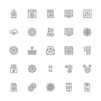 parámetros icono conjunto con 25 medio carrera contorno gráficos todas dispositivo compatible icono conjunto vector