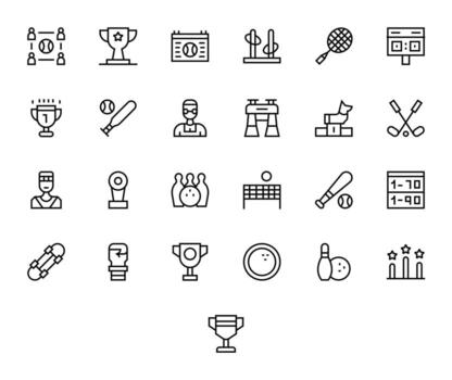 25 Regular Line Pixel Aligned Icons tailored for Competition High Resolution interface vector