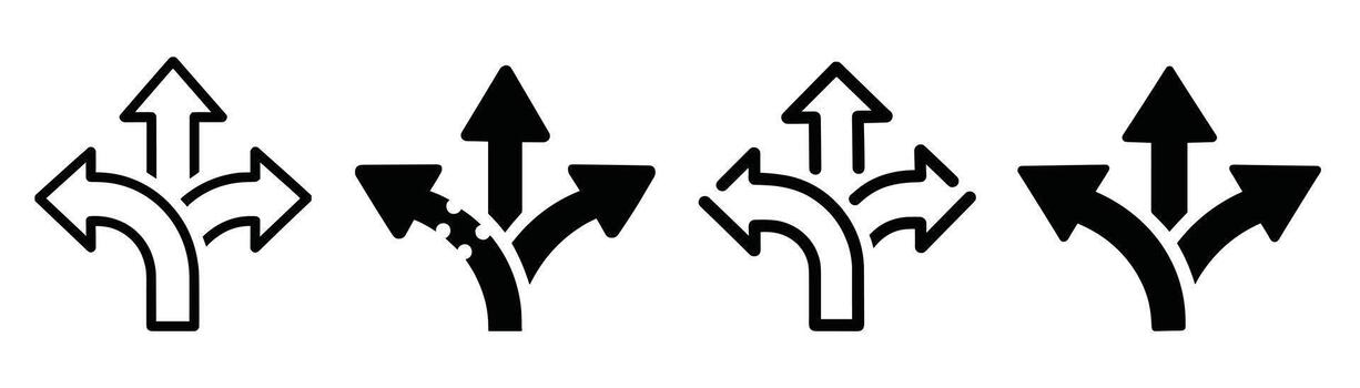 Arrow Icons Showing Diverging Paths direction vector