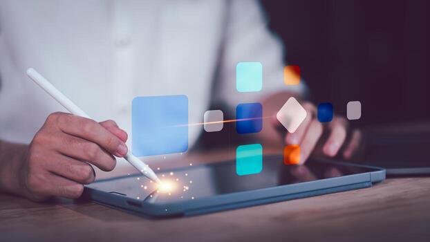 This conceptual image highlights innovation in digital interaction, creative UI design, and user experience enhancement through advanced technology and responsive interface systems. photo