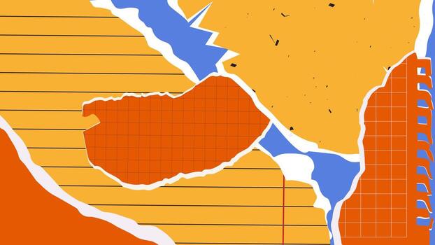 pop punk Horizontal backdrop border With Textured Torn Scraps Of Paper. vibrant Ripped patch pieces vector