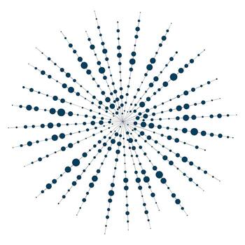 Dark blue big complicated creative snowflake on white background. Water drops on the web. Elegant round design element. Star with radially diverging rays. Christmas greeting card design vector