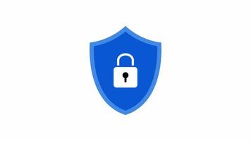 säkerhet skydd låsa animering med ett alfa kanal på en transparent bakgrund. ett animerad säkerhet skydd låsa den där skalor i storlek. de looped animering är skapas i 4k upplösning. video