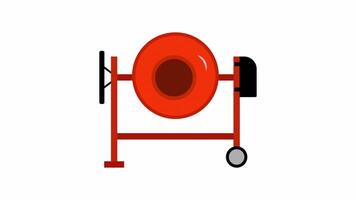 Rotating Concrete Mixer Animation. Animated construction concrete mixer with a rotating drum with alpha channel on transparent background. The looped animation. video