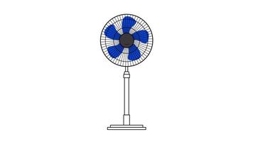 Rotating Pedestal Fan Animation Front View where the fan blades are rotating in a smooth and continuous motion. Looped animation with alpha channel on a transparent background. video