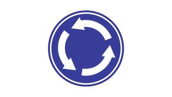 trafik cirkel tecken animation. detta sömlös och looped animering funktioner en roterande trafik cirkel tecken med alfa kanal på transparent bakgrund. video