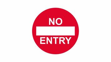 No Entry Traffic Sign Warning Animation. This animation features a looped animation with alpha channel on transparent background. It depicts a classic red No Entry traffic sign. video